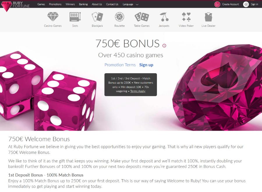 Der Casino Ruby Fortune Bonus